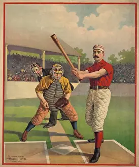 Baseball Prints: Baseball Poster, with hitter at plate