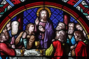 Minster Prints: Basel Cathedral Minster. Stained glass window