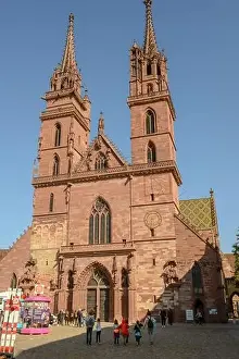 Minster Prints: Basel, Switzerland - 17 Oktober 2021: View at the cathedral of Basel on Switzerland