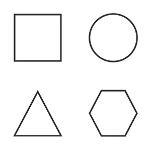Signs And Symbols Prints: Basic geometric shapes icon set. Vector illustration, flat design