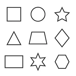 Signs And Symbols Prints: Basic geometric shapes icon set. Vector illustration, flat design