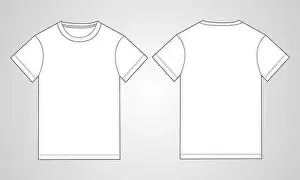 Vector Illustration Prints: Basic Tee shirt technical fashion flat Sketch drawing template