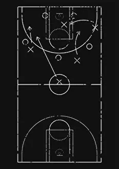 Coaching Prints: Basketball play field draw by chalk
