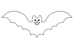 Midnight Prints: Bat. Vector illustration. Outline on an isolated white background