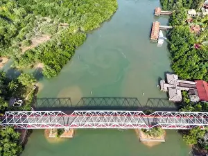 Ferry Terminal Prints: Batam Indonesia - Drone view Nongsa Pura Bridge and Nongsapura Ferry Terminal