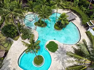 Batam Indonesia - Drone view Turi Beach Resort Swimming pool