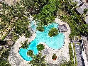 Batam Prints: Batam Indonesia - Drone view Turi Beach Resort Swimming pool