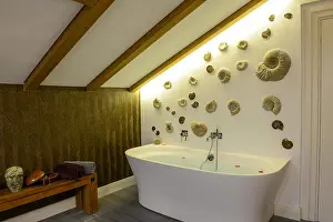 Health Spa Prints: Bathtub with flower petals in luxury villa