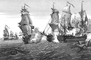 Bonhomme Richard Prints: Battle of Flamborough Head, 1779
