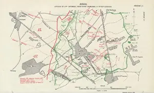 Major Prints: Battle of Loos, 15th Division attack Noon 25th Sept 1915. WW1. Trenches 1928 map