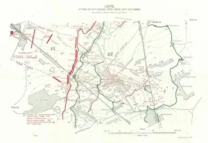 Noon Prints: Battle of Loos, 15th Division attack Zero-Noon 25th Sept 1915. Trenches 1927 map