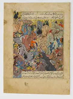 Bhutan Prints: ‘Battle Scene‘, Folio from a Zafarnama (Book of Victories) of Sharaf al-Din Ali Yazdi