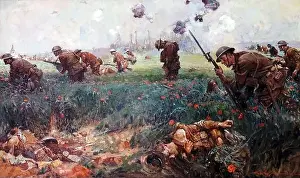 Painted Prints: This battle scene was painted in 1919 by artist Frank Schoonover of the Battle of Belleau Wood