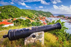 Saint Martin Prints: Battlements at Marigot, Saint Martin from Fort Louis in the Caribbean