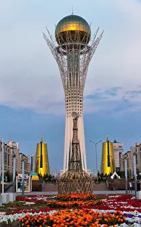 Urban Skyline Prints: Bayterek Tower with the Golden Towers, Astana, Kazakhstan