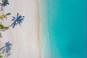 Images Dated 3rd August 2019: Beach with beautiful coastline. Amazing aerial drone view summer landscape