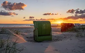 Beach of Borkum, East Frisia, North Sea in Lower Saxony, Germany