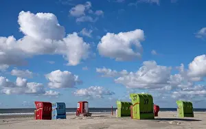 Beach of Borkum, East Frisia, North Sea in Lower Saxony, Germany