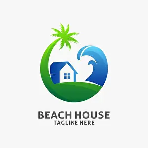 House Island Prints: Beach house logo design