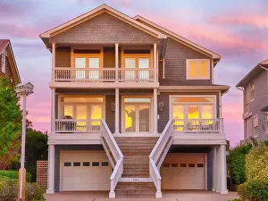 North Carolina Prints: A beach house on Wrightsville Beach before hurricane Florence