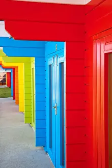 Beach Huts Prints: Beach Huts in North Bay Scarborough North Yorkshire England