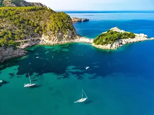 Sant Prints: beach of Port Sant Miquel on the north shore of Ibiza island in Spain