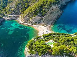 Sant Prints: beach of Port Sant Miquel on the north shore of Ibiza island in Spain
