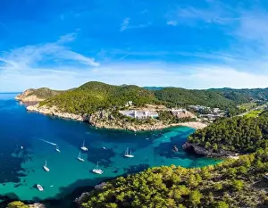Sant Prints: beach of Port Sant Miquel on the north shore of Ibiza island in Spain