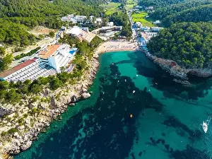 Sant Prints: beach of Port Sant Miquel on the north shore of Ibiza island in Spain