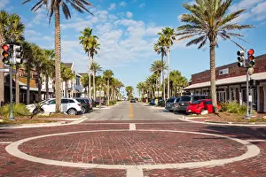 Atlantic Beach Prints: Beach town local restaurants line the street between Florida A1A