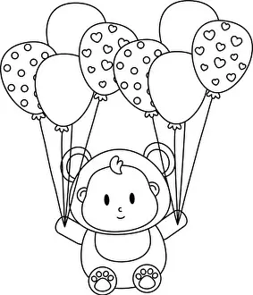Balloons Prints: bear costume with balloons hanging icon cartoon vector illustration graphic design