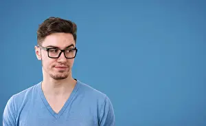 Bristle Prints: Bearded man in glasses with skeptic look