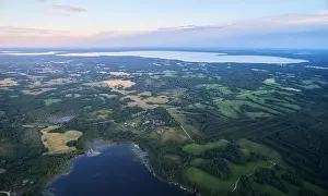 Beatiful natural sunset background aerial drone view