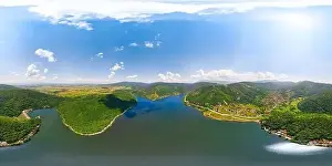 Pano Prints: Beautiful 360 aerial panorama of Bovan lake near Sokobanja and Aleksinac in Serbia