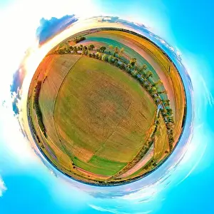 Beautiful 360 panoramic little planet aerial drone view to Bialowieza Forest - one of the last