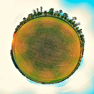 Beautiful 360 panoramic little planet aerial drone view to Bialowieza Forest - one of the last