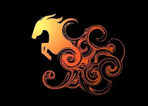Beautiful abstract animal horse stallion jumping silhouette painting wallpaper or background
