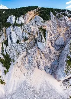 Beautiful aerial, bird's eye view of Hasmas Mountains, Romania