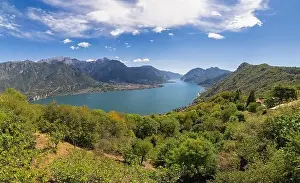 Vacation Village Prints: Beautiful aerial panoramic view of Bellagio from the drone - famous touristic Italian town along the lake Como