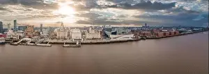 Hign Prints: Beautiful aerial panoramic view of the Liverpool city skyline