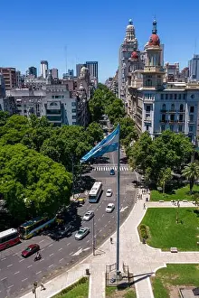 Business District Prints: Beautiful aerial view of the Argentina flag waving