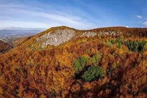 Beautiful aerial view of slovakian landscape in autumn. Mountain range Vtacnik