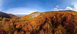 Beautiful aerial view of slovakian landscape in autumn. Mountain range Vtacnik