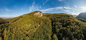 Beautiful aerial view of slovakian landscape in autumn. Mountain range Vtacnik