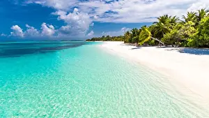 Beautiful beach landscape. Summer holiday and vacation concept. Inspirational tropical beach. Beach background banner