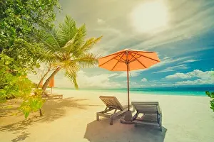 Beautiful beach landscape. Summer holiday and vacation concept. Inspirational tropical beach. Beach background banner