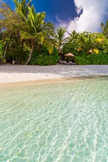 Beautiful beach in Maldives. Summer holiday travel concept