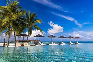 Beautiful beach in Maldives. Summer holiday travel concept
