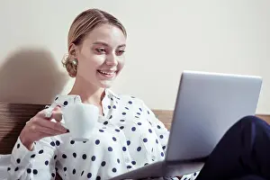 Trousers Prints: Beautiful blue-eyed businesswoman feeling excited before meeting
