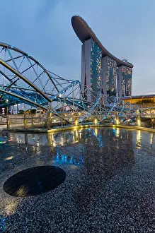 Marina Bay Prints: Beautiful blue hour Marina Bay Sands Hotel and Helix Bridge